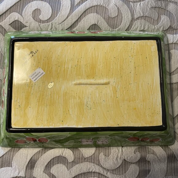 CBK Ltd. Hand painted Ceramic Dish/Tray Pomegranate Grapes Berries Never Used - Picture 2 of 6